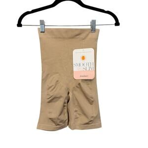Dress Barn Shapewear Shorts M Tan High Waist Thigh Slimmer Tummy Control NWT